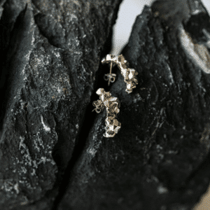 עגילי סלעים חצי סהר כסף