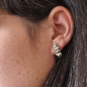 עגילי סלעים חצי סהר כסף