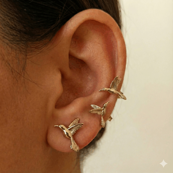 עגילי יונק הדבש זהב 14 קראט דגם L