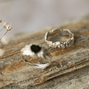 טבעת עלי שלכת כסף סטרלינג