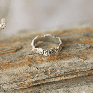 טבעת עלי שלכת כסף סטרלינג