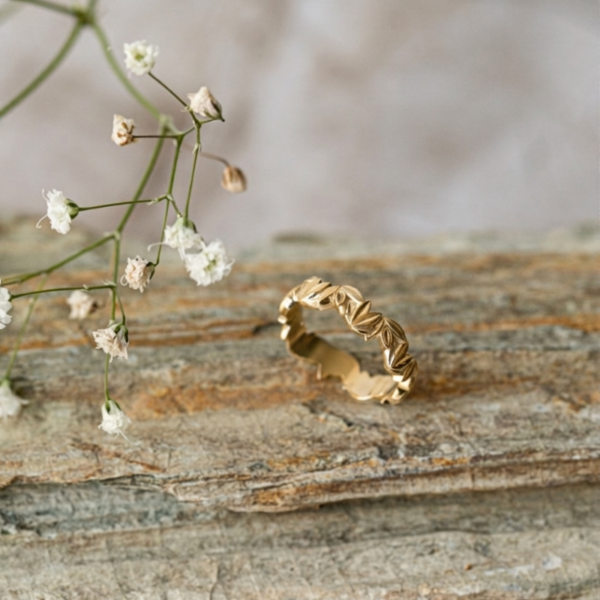 טבעת עלי שלכת זהב