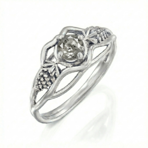 טבעת זהב ענף 14 קראט עם יהלום Salt & Pepper