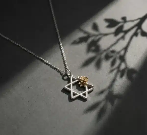 תליון מגן דוד צמיחה כסף / כסף בשילוב זהב